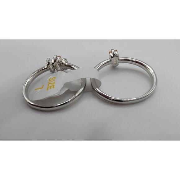 Swirling Stars Above Rhodium Plated Ring with Lemon Cubic Zirconia Size 7 - Picture 6 of 7